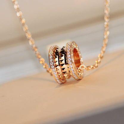 [Renovia Jewelry]ZERO 1 ROCK PEDANT PINK GOLD NECKLACE