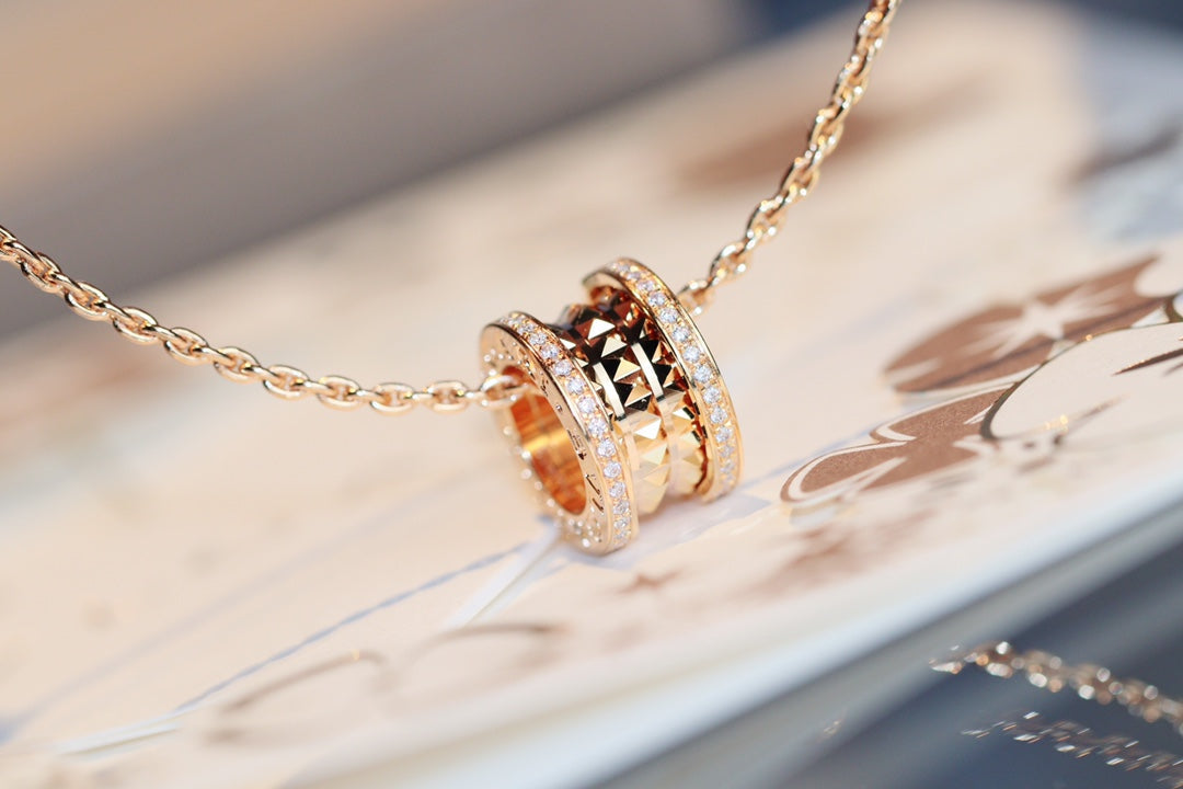 [Renovia Jewelry]ZERO 1 ROCK PEDANT PINK GOLD NECKLACE