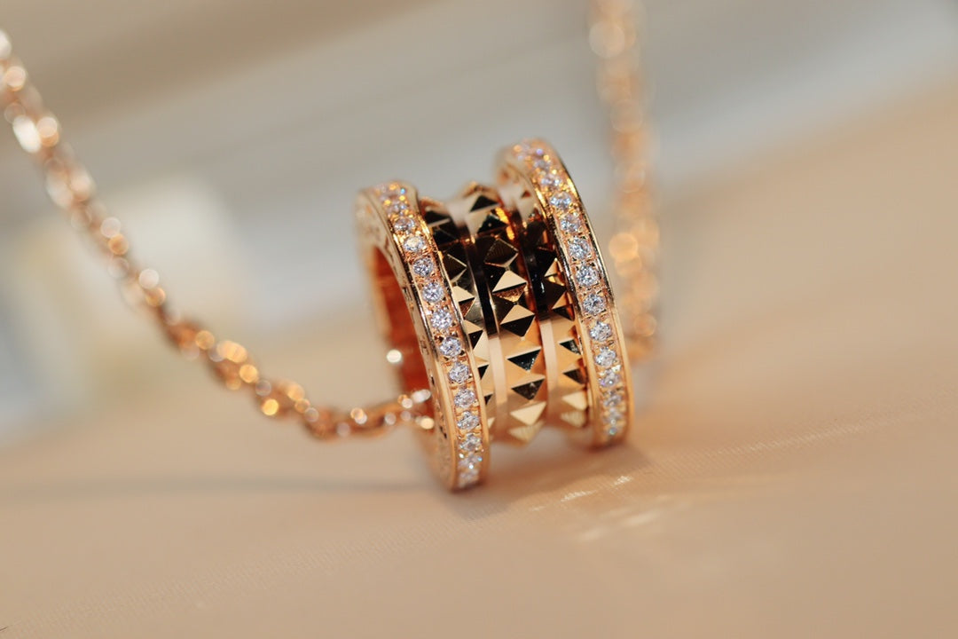 [Renovia Jewelry]ZERO 1 ROCK PEDANT PINK GOLD NECKLACE