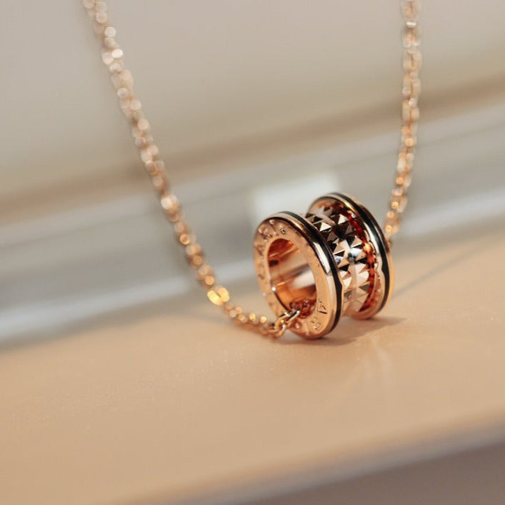 [Renovia Jewelry]ZERO 1 ROCK PEDANT PINK GOLD BLACK NECKLACE