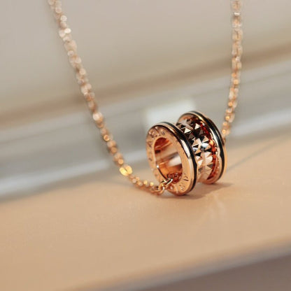 [Renovia Jewelry]ZERO 1 ROCK PEDANT PINK GOLD BLACK NECKLACE
