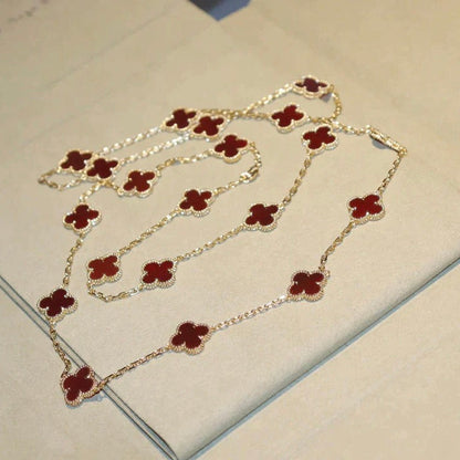 [Renovia Jewelry]CLOVER 20 MOTIFS CARNELIAN NECKLACE