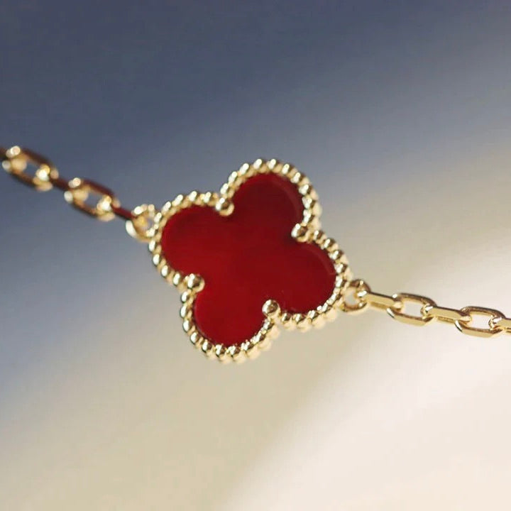 [Renovia Jewelry]CLOVER 20 MOTIFS CARNELIAN NECKLACE