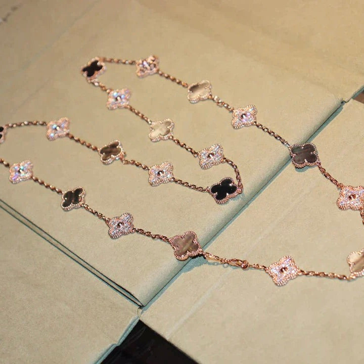 [Renovia Jewelry]CLOVER 20 MOTIFS DARK MOP DIAMOND  NECKLACE