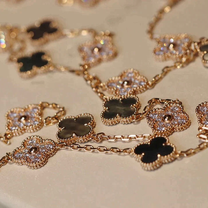 [Renovia Jewelry]CLOVER 20 MOTIFS DARK MOP DIAMOND  NECKLACE