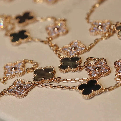 [Renovia Jewelry]CLOVER 20 MOTIFS DARK MOP DIAMOND  NECKLACE