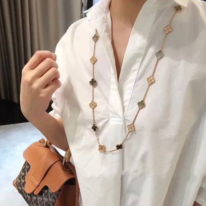 [Renovia Jewelry]CLOVER 20 MOTIFS DARK MOP DIAMOND  NECKLACE