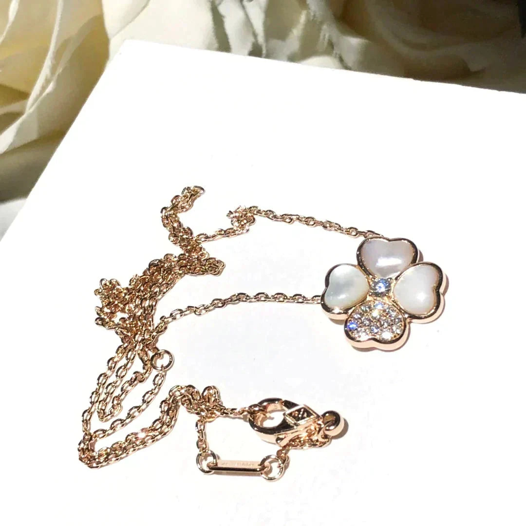 [Renovia Jewelry]CLOVER MOP DIAMOND ROSE GOLD NECKLACE