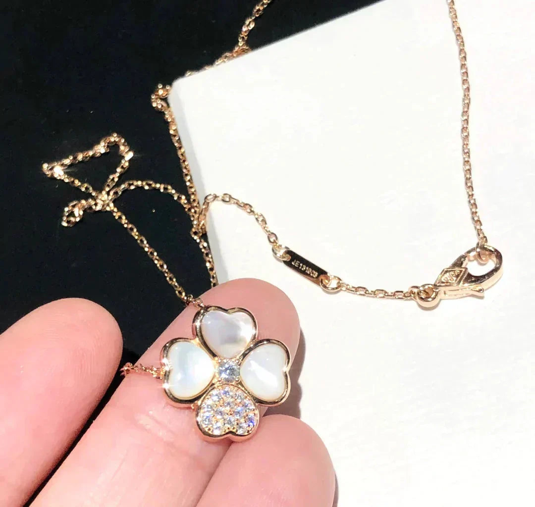 [Renovia Jewelry]CLOVER MOP DIAMOND ROSE GOLD NECKLACE