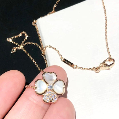 [Renovia Jewelry]CLOVER MOP DIAMOND ROSE GOLD NECKLACE