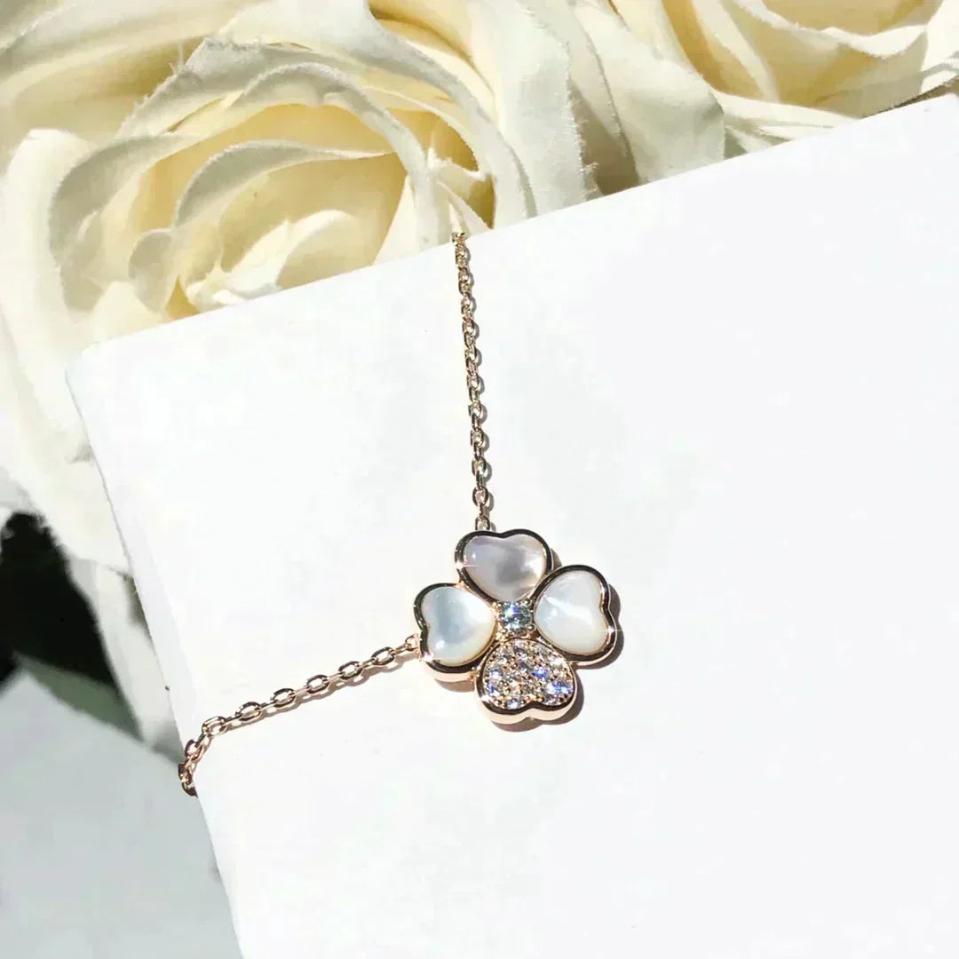 [Renovia Jewelry]CLOVER MOP DIAMOND ROSE GOLD NECKLACE