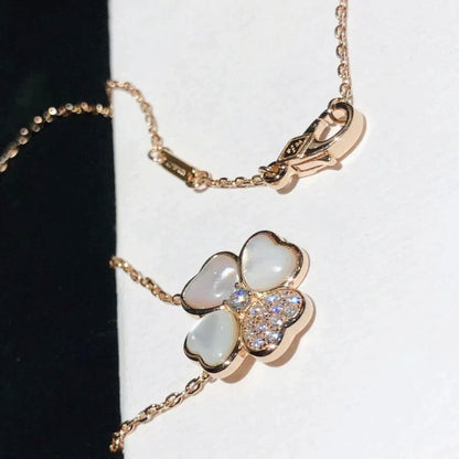 [Renovia Jewelry]CLOVER MOP DIAMOND ROSE GOLD NECKLACE