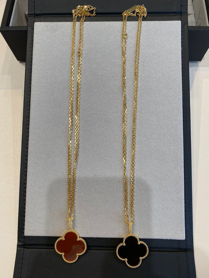 [Renovia Jewelry]CLOVER 25MM NECKLACE GOLD CARNELIAN