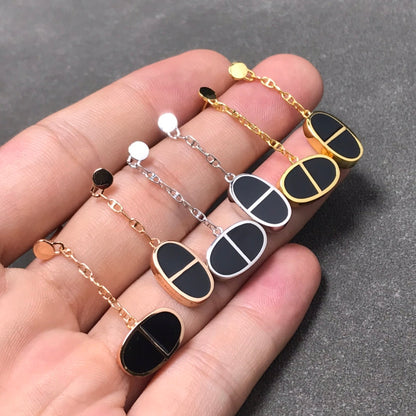 [Renovia Jewelry]CHAINE VERSO BLACK CERAMIC SILVER EARRINGS