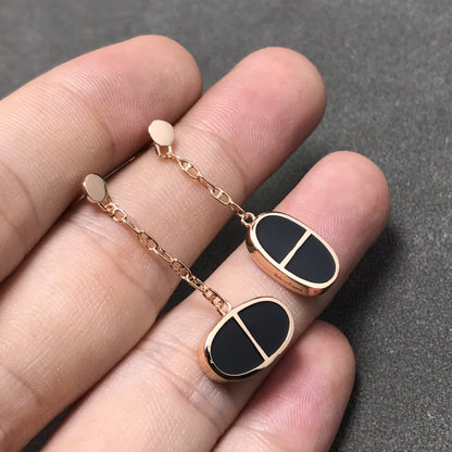 [Renovia Jewelry]CHAINE VERSO BLACK CERAMIC SILVER EARRINGS