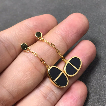 [Renovia Jewelry]CHAINE VERSO BLACK CERAMIC SILVER EARRINGS