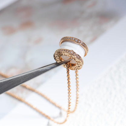 [Renovia Jewelry]ZERO 1 WHITE CERAMIC PINK GOLD DIAMOND NECKLACE