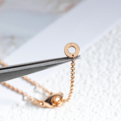 [Renovia Jewelry]ZERO 1 WHITE CERAMIC PINK GOLD DIAMOND NECKLACE