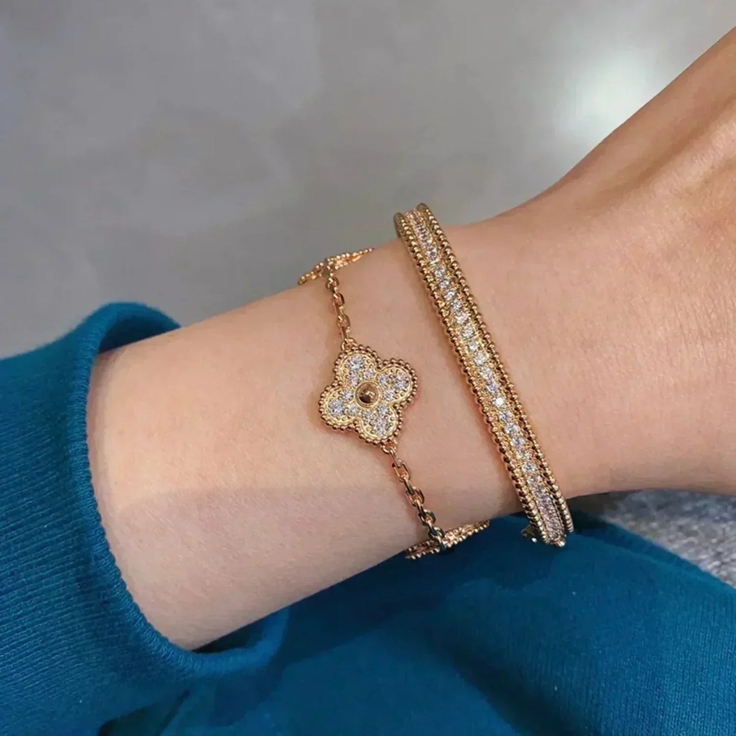 [Star  Jewelry] CLOVER 5 MOTIF FULL DIAMOND BRACELET COLLECTION