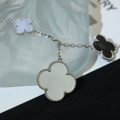 [Renovia Jewelry]CLOVER BRACELET 5 MOTIFS MOP CHALCEDONY SILVER