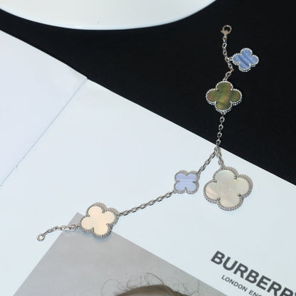 [Renovia Jewelry]CLOVER BRACELET 5 MOTIFS MOP CHALCEDONY SILVER
