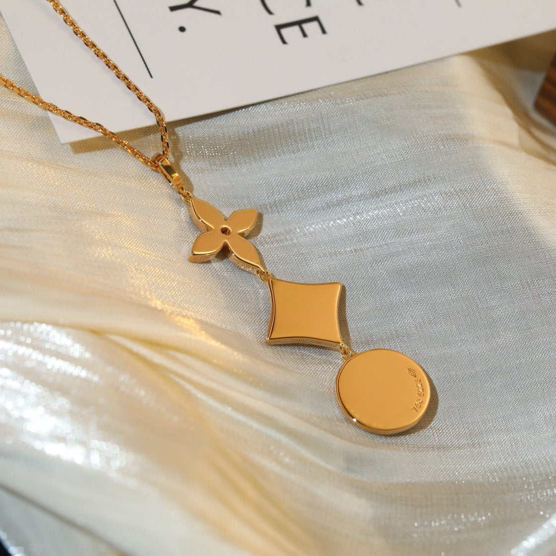 [Renovia Jewelry]STAR AND SUN DIAMOND PINK GOLD NECKLACE