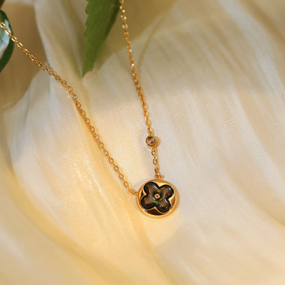 [Renovia Jewelry]SUN PEDANT PINK GOLD 1 DIAMOND NECKLACE