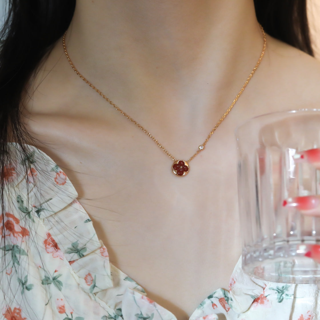 [Renovia Jewelry]SUN PEDANT PINK GOLD 1 DIAMOND NECKLACE
