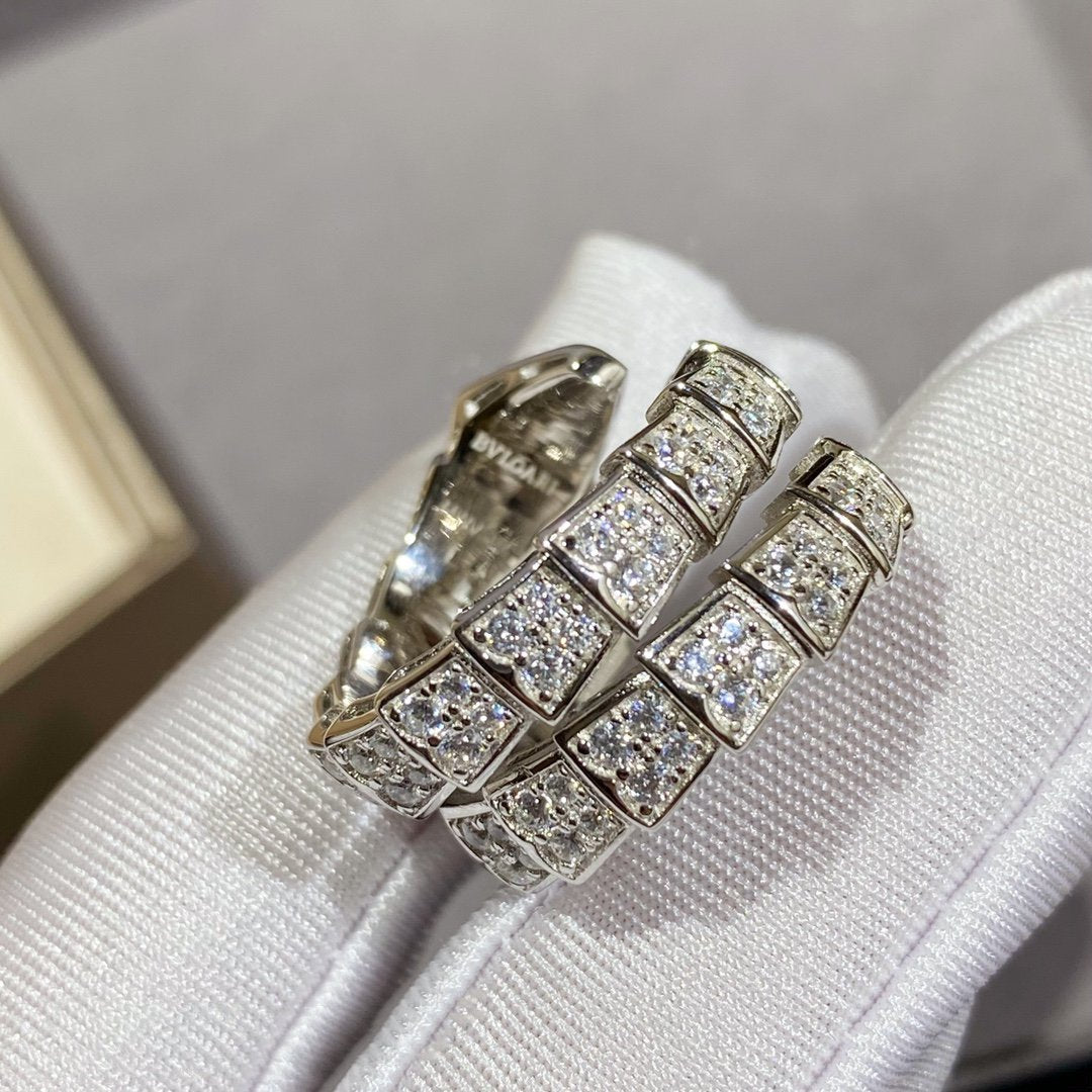 [Renovia Jewelry]SERPENTI DOUBLE RING SILVER DIAMOND PAVED