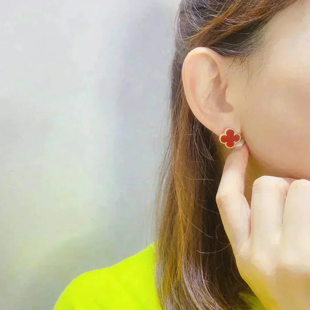 [Renovia Jewelry]CLOVER MEDIUM 1 MOTIFS CARNELIAN  EARRINGS