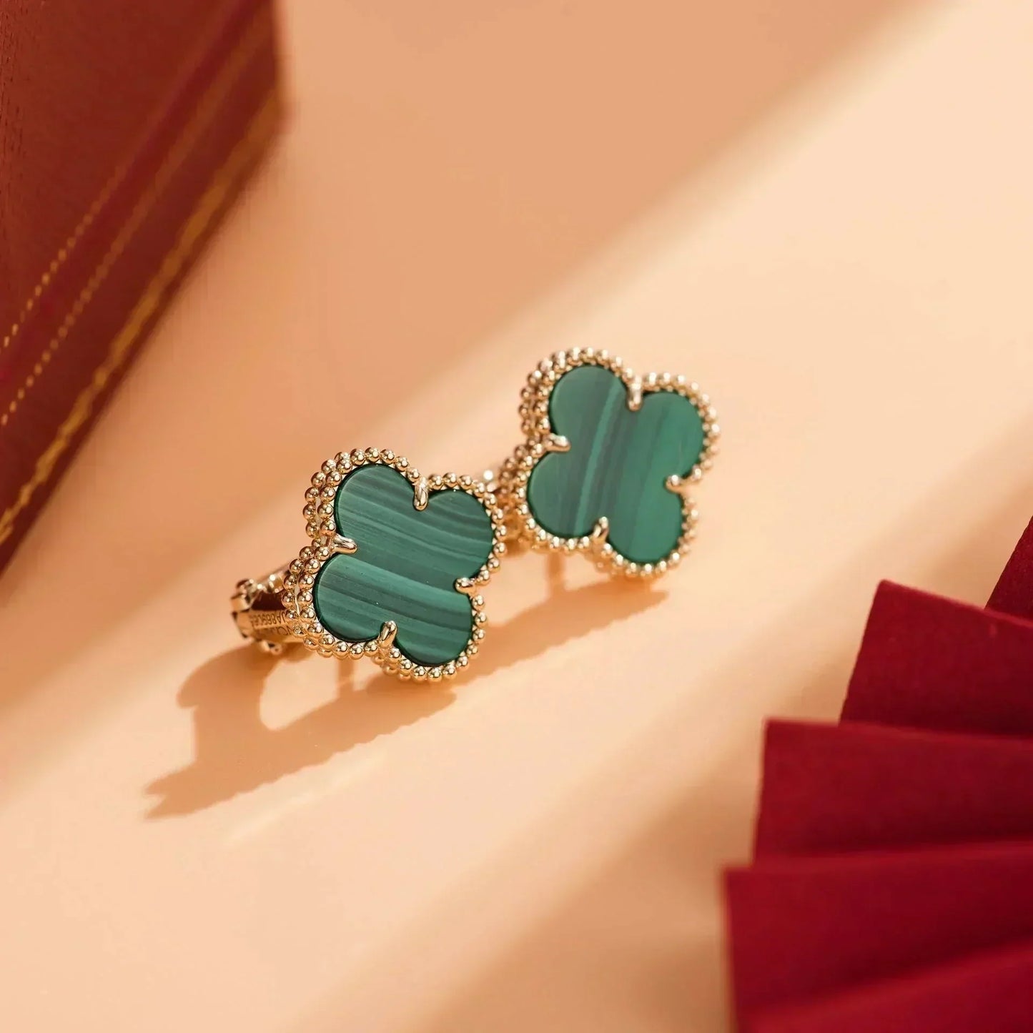 [Renovia Jewelry]CLOVER MEDIUM 1 MOTIFS MALACHITE  EARRINGS