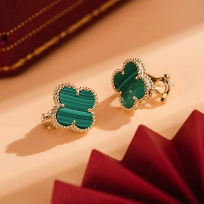 [Renovia Jewelry]CLOVER MEDIUM 1 MOTIFS MALACHITE  EARRINGS