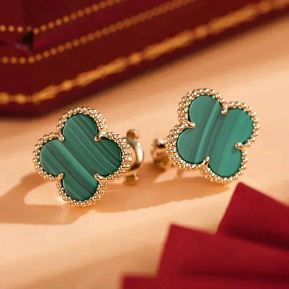 [Renovia Jewelry]CLOVER MEDIUM 1 MOTIFS MALACHITE  EARRINGS