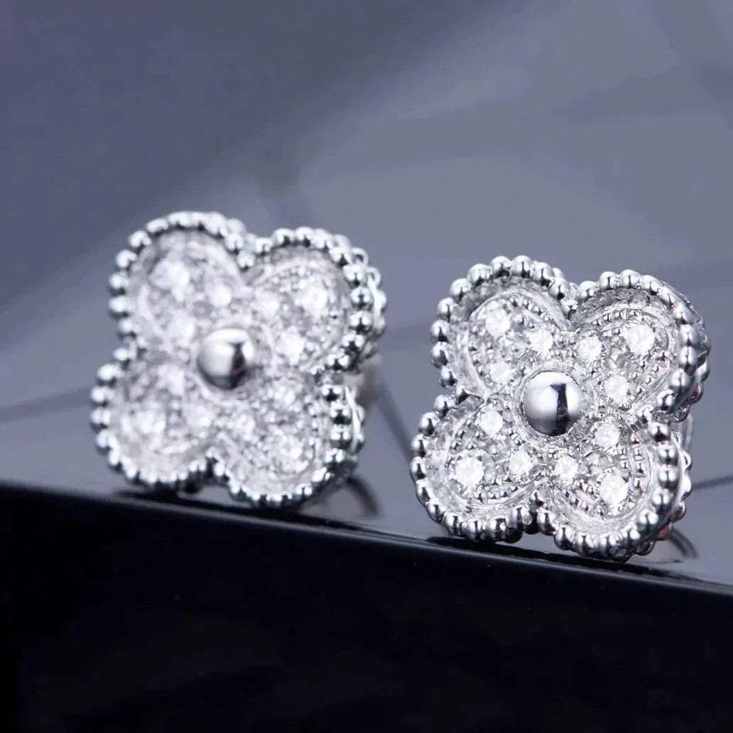 [Renovia Jewelry]CLOVER 1 MOTIFS DIAMOND STUD EARRINGS SILVER