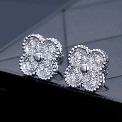 [Renovia Jewelry]CLOVER 1 MOTIFS DIAMOND STUD EARRINGS SILVER