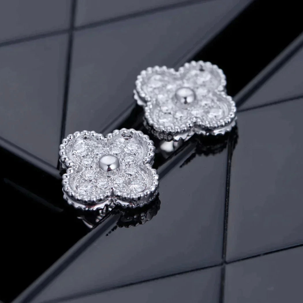 [Renovia Jewelry]CLOVER 1 MOTIFS DIAMOND STUD EARRINGS SILVER
