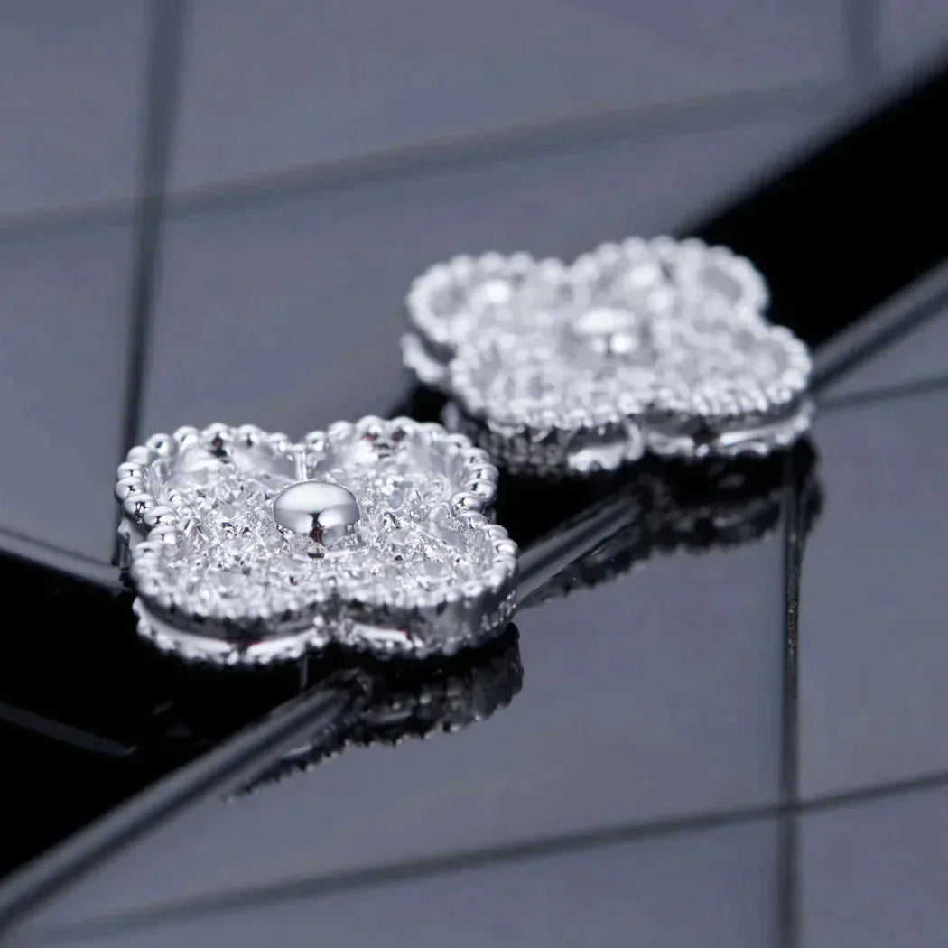 [Renovia Jewelry]CLOVER 1 MOTIFS DIAMOND STUD EARRINGS SILVER