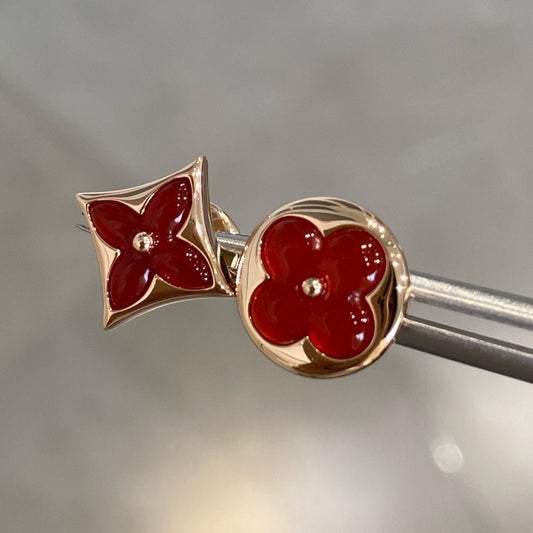 [Renovia Jewelry]STAR AND SUN PINK GOLD CARNELIAN STUD EARRINGS