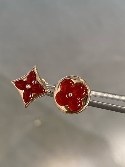 [Renovia Jewelry]STAR AND SUN PINK GOLD CARNELIAN STUD EARRINGS