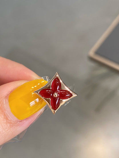 [Renovia Jewelry]STAR AND SUN PINK GOLD CARNELIAN STUD EARRINGS