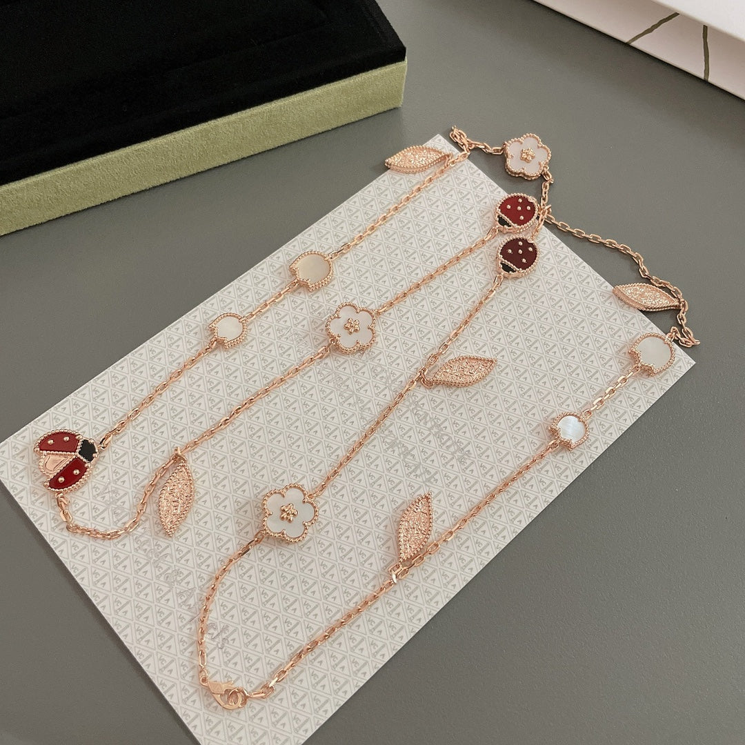 [Renovia Jewelry]LUCKY SPRING 15 MOTIFS ROSE GOLD NECKLACE