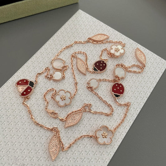 [Renovia Jewelry]LUCKY SPRING 15 MOTIFS ROSE GOLD NECKLACE