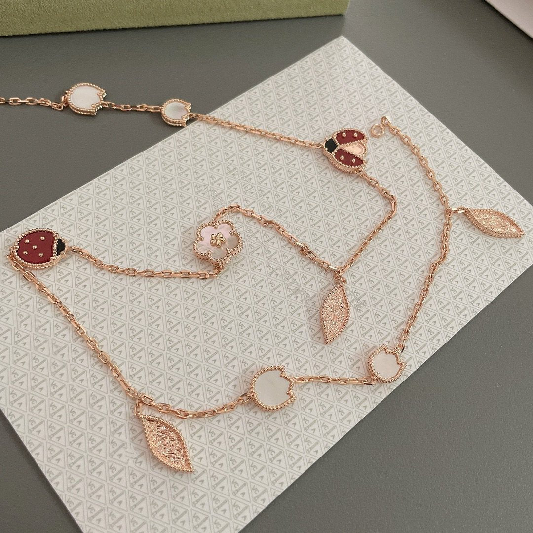 [Renovia Jewelry]LUCKY SPRING 15 MOTIFS ROSE GOLD NECKLACE
