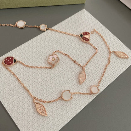 [Renovia Jewelry]LUCKY SPRING 15 MOTIFS ROSE GOLD NECKLACE
