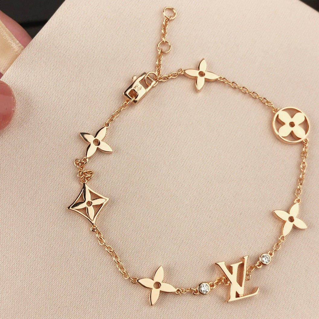 [Renovia Jewelry]STAR AND SUN 7 MOTIFS GOLD BRACELET