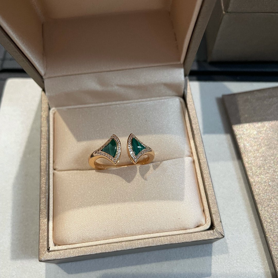 [Renovia Jewelry]DREAM MALACHITE DIAMOND OPEN RING