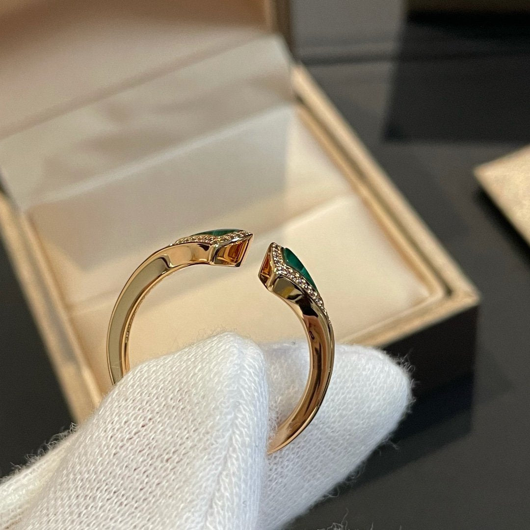 [Renovia Jewelry]DREAM MALACHITE DIAMOND OPEN RING