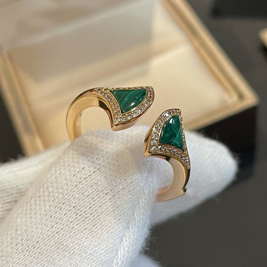 [Renovia Jewelry]DREAM MALACHITE DIAMOND OPEN RING