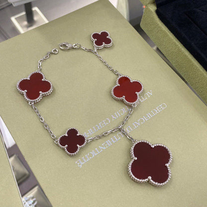 [Renovia Jewelry]CLOVER 5 MOTIFS SIVLER CARNELIAN BRACELET