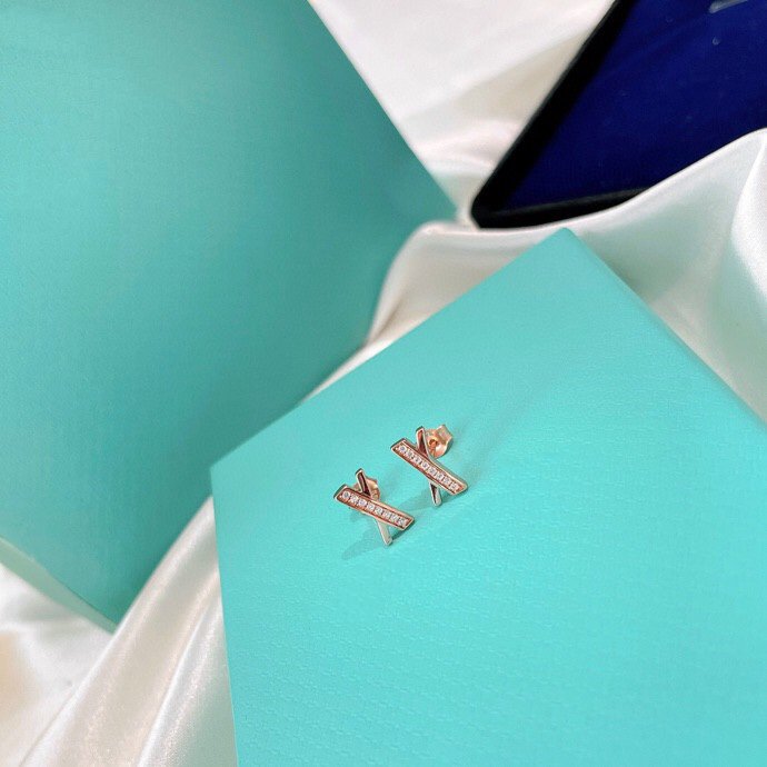 [Renovia Jewelry]X EARRINGS ROSE GOLD DIAMONDS